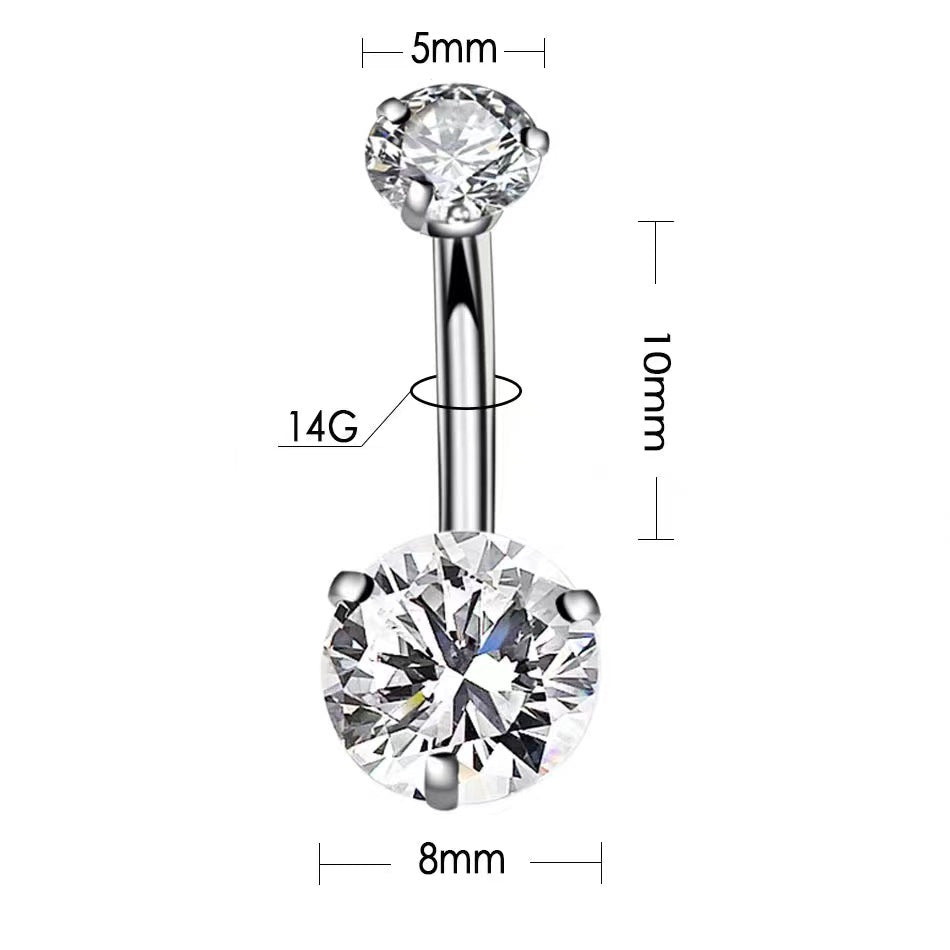 Classic Double Round CZ Internally Threaded Navel Belly Button Ring