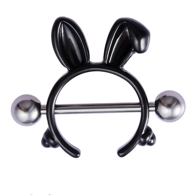 Matte-finish black bunny ear nipple shield for gothic aesthetic.