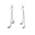 A pair of dainty non-piercing nipple chains with double-strand silver-colored chains and white faux pearl dangles on a clean white background.