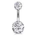 Classic Double Round CZ Internally Threaded Navel Belly Button Ring