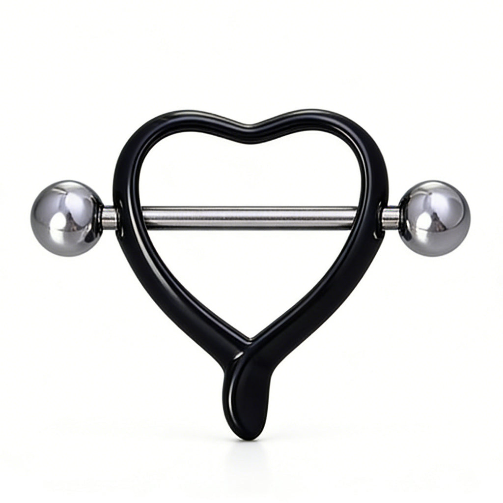 High-definition black heart nipple shield on white background