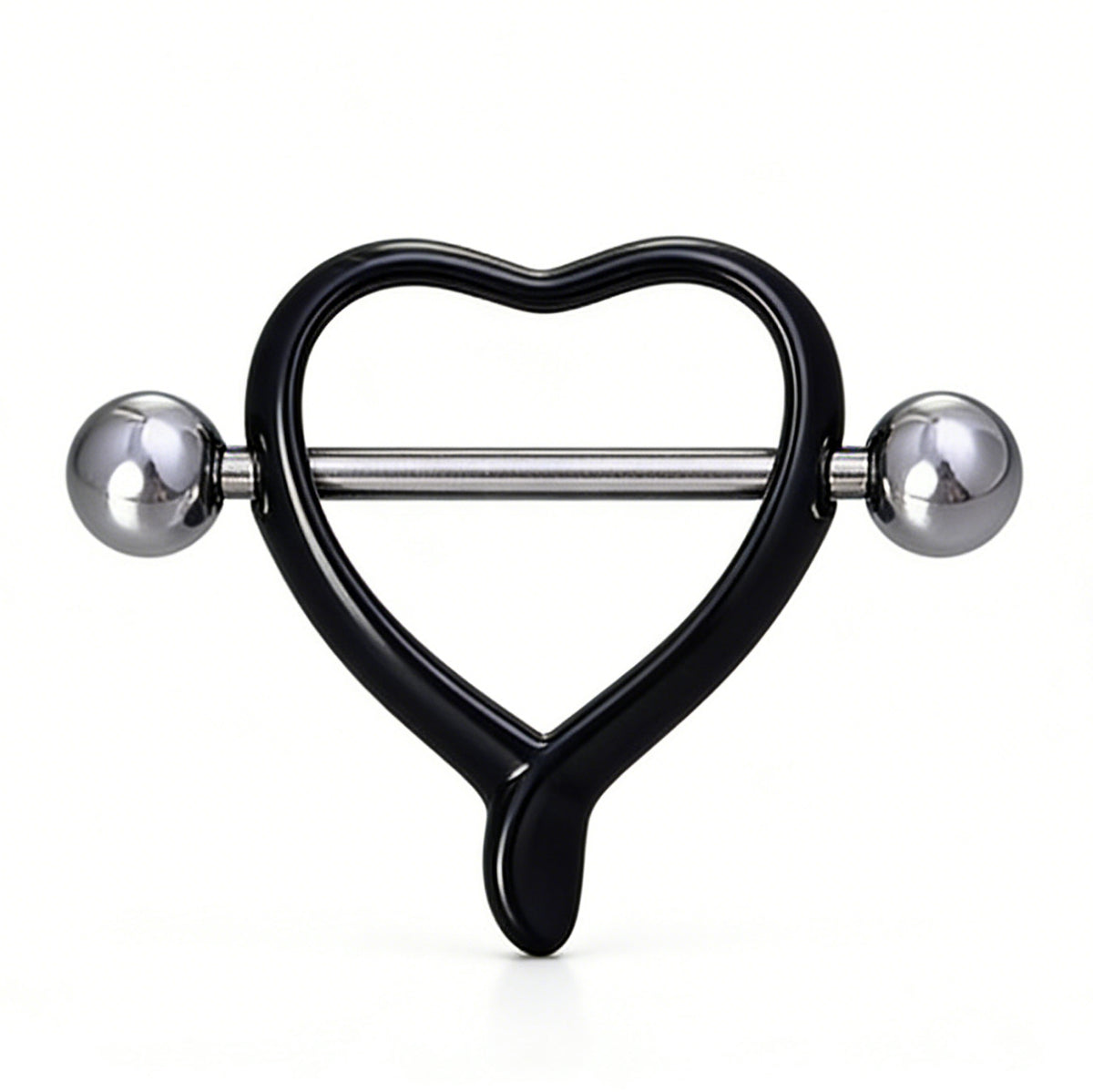High-definition black heart nipple shield on white background