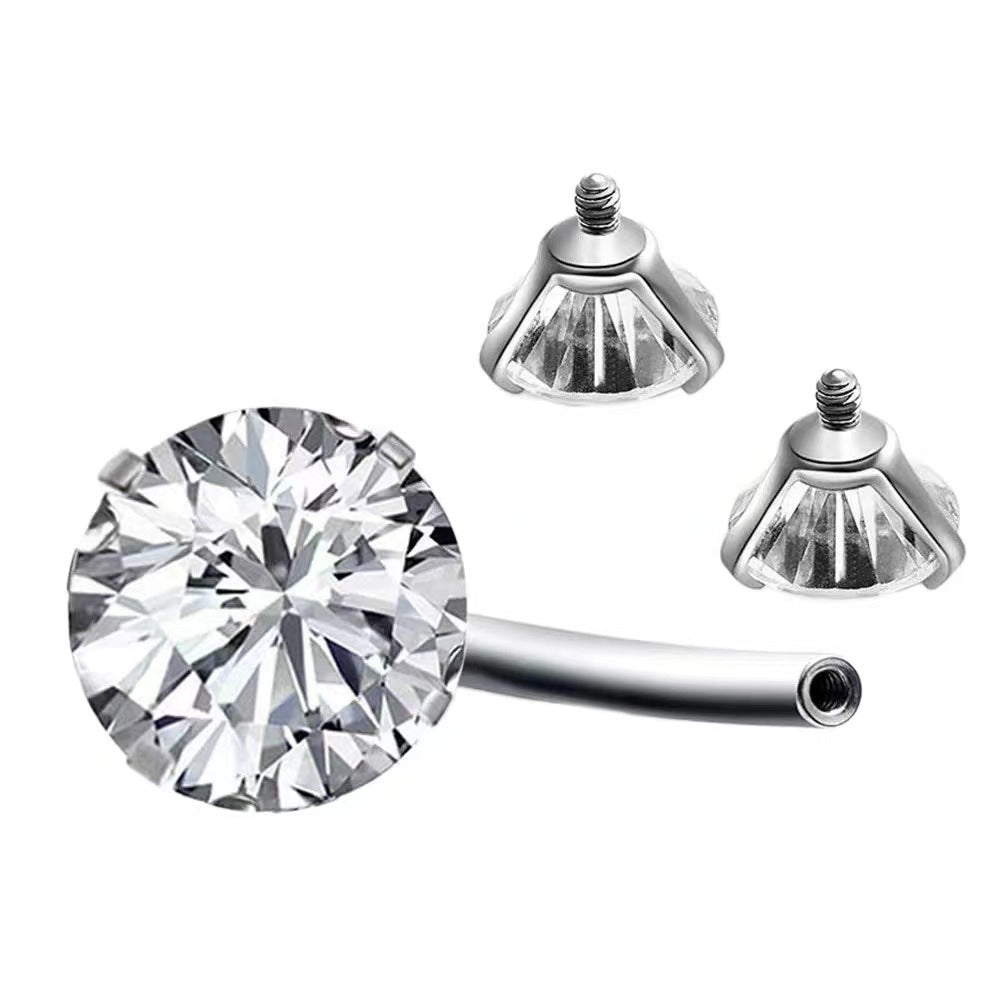 Classic Double Round CZ Internally Threaded Navel Belly Button Ring