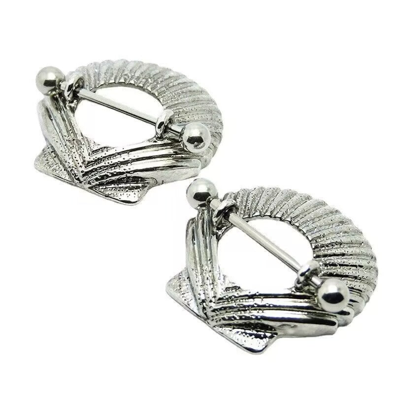 Side angle view of sea shell nipple shields highlighting the textured 3D design.