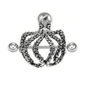 Front view of a silver octopus nipple shield with detailed tentacles