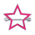 Hot pink enamel star nipple shield piercing jewelry front view