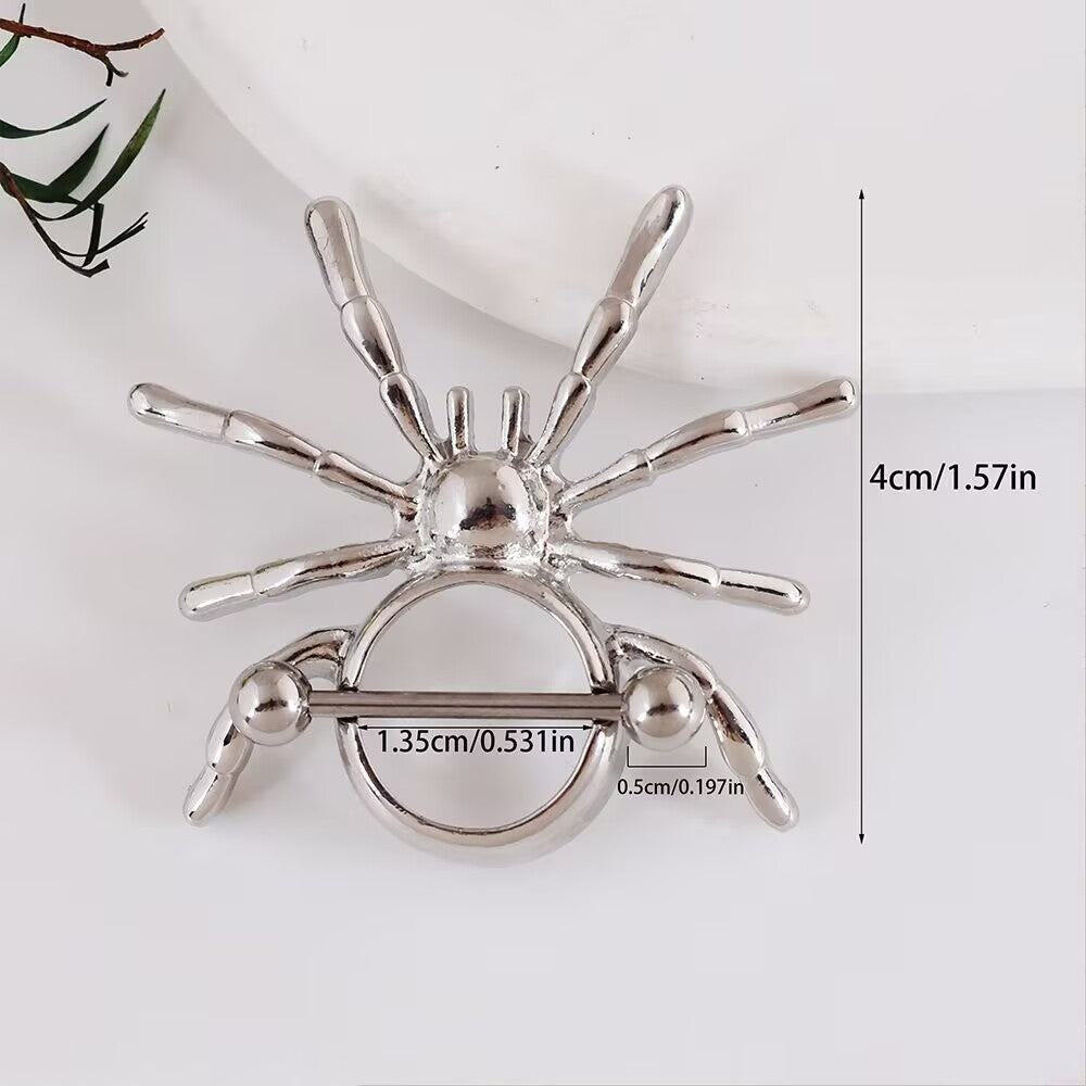 Detailed dimensions and measurements for the spider nipple shield jewelry